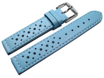 Uhrenarmband - Leder - Style - hellblau - 16mm Stahl