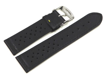 Uhrenband - Leder - Style - schwarz gelbe Naht - 18mm Gold