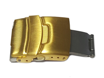 Einzel-Schließe - Faltschließe - Edelstahl gebürstet - Gold 18mm