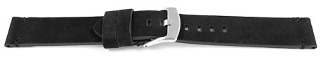 Uhrenarmband schwarz Veluro Leder ohne Polster 18mm
