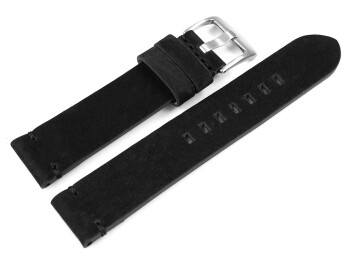 Uhrenarmband schwarz Veluro Leder ohne Polster 18mm