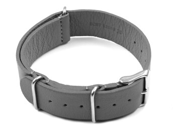 Uhrenarmband echtes Leder Nato grau 20mm