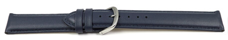 Uhrenarmband glattes Leder dunkelblau 19mm Stahl