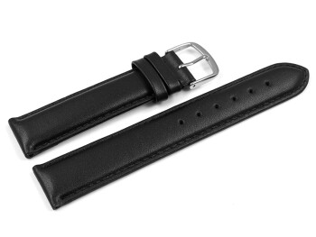 Uhrenarmband glattes Leder schwarz 21mm Stahl