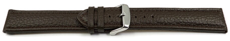 XL Uhrenband echtes Leder gepolstert genarbt dunkelbraun TiT 22mm Stahl