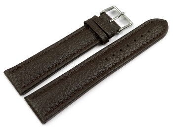 XL Uhrenband echtes Leder gepolstert genarbt dunkelbraun TiT 22mm Stahl