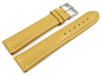 XL Uhrenband echtes Leder gepolstert genarbt gelb 18mm Stahl
