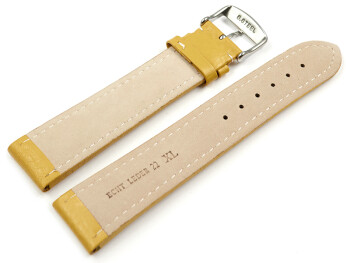 XL Uhrenband echtes Leder gepolstert genarbt gelb 18mm Stahl