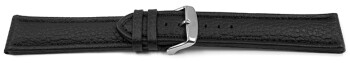 XL Uhrenband echtes Leder gepolstert genarbt schwarz TiT 18mm Stahl