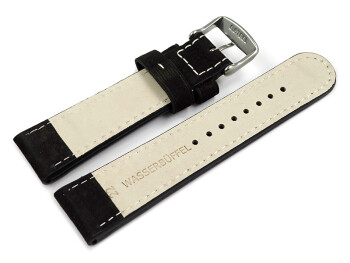 XL Uhrenarmband Wasserbüffel Leder schwarz 24mm Gold