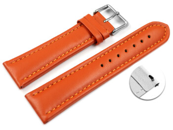 Schnellwechsel Uhrenarmband echt Leder glatt orange 18mm 20mm 22mm 24mm