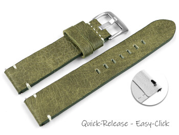 Schnellwechsel Uhrenarmband grün-braun Vintage Leder ohne Polster 22mm