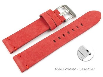 Schnellwechsel Uhrenarmband rot Veluro Leder ohne Polster 24mm