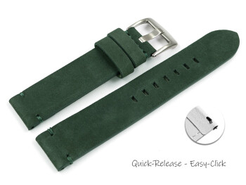 Schnellwechsel Uhrenarmband dunkelgrün Veluro Leder ohne Polster 20mm