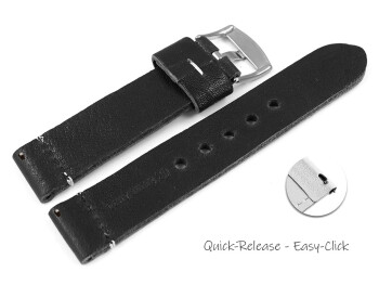 Schnellwechsel Uhrenarmband schwarz sehr weiches Leder Modell Bari 24mm