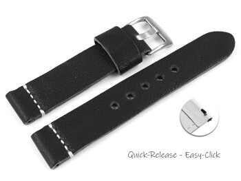 Schnellwechsel Uhrenarmband schwarz sehr weiches Leder Modell Bari 26mm