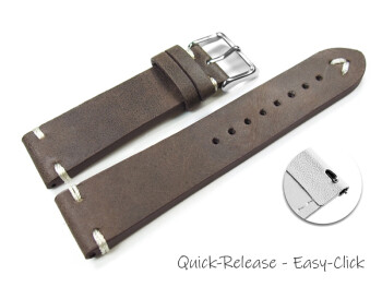 Schnellwechsel Uhrenarmband Rindleder Rustikal Soft Vintage dunkelbraun 22mm Stahl