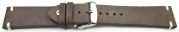 Schnellwechsel Uhrenarmband Rindleder Rustikal Soft Vintage dunkelbraun 24mm Stahl