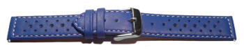 Schnellwechsel Uhrenarmband Leder Style blau 16mm Stahl