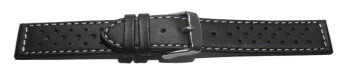 Schnellwechsel Uhrenarmband Leder Style schwarz 16mm Stahl