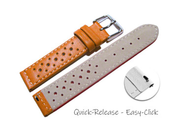 Schnellwechsel Uhrenarmband Leder Style orange 20mm Stahl