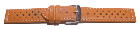 Schnellwechsel Uhrenarmband Leder Style orange 22mm Stahl