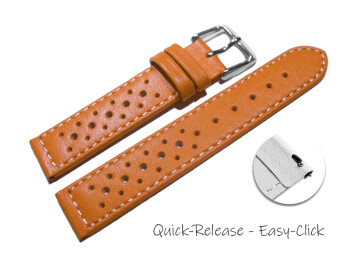 Schnellwechsel Uhrenarmband Leder Style orange 22mm Stahl