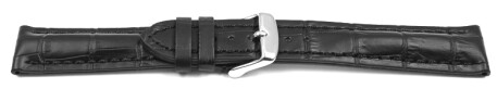 Schnellwechsel Uhrenband Leder stark gepolstert Kroko schwarz TiT 20mm Stahl