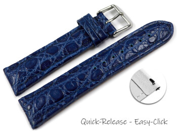 Schnellwechsel Uhrenarmband Leder gepolstert African blau 20mm Stahl