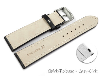 Schnellwechsel Uhrenband - XS - Leder - stark gepolstert - Kroko - schwarz 20mm Gold