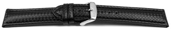 Schnellwechsel Uhrenarmband - Leder - Carbon Prägung - schwarz TiT 18mm Stahl