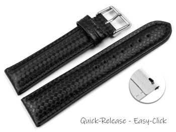 Schnellwechsel Uhrenarmband - Leder - Carbon Prägung - schwarz TiT 18mm Stahl