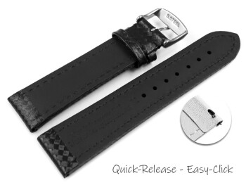 Schnellwechsel Uhrenarmband - Leder - Carbon Prägung - schwarz TiT 18mm Stahl