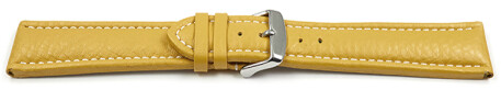 Schnellwechsel Uhrenband echtes Leder gepolstert genarbt gelb 24mm Stahl
