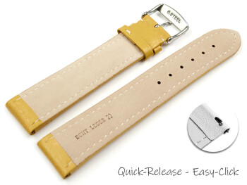 Schnellwechsel Uhrenband echtes Leder gepolstert genarbt gelb 24mm Stahl