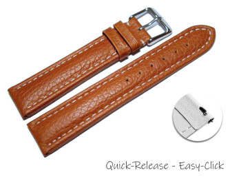 Schnellwechsel Uhrenband echtes Leder gepolstert genarbt hellbraun 20mm Stahl