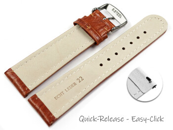 Schnellwechsel Uhrenband Leder gepolstert Bark braun TiT 22mm Stahl