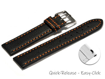 Schnellwechsel Uhrenarmband Leder schwarz orange Naht 18mm Stahl