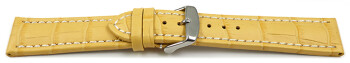 Schnellwechsel Uhrenarmband gepolstert Kroko Prägung Leder gelb 22mm Gold