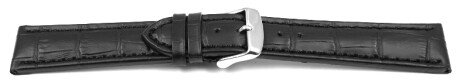 Schnellwechsel Uhrenarmband gepolstert Kroko Prägung Leder schwarz TiT 22mm Stahl
