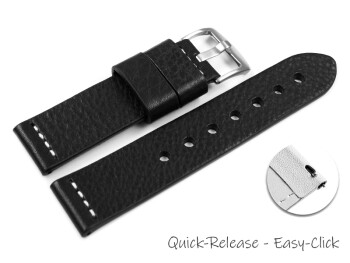 Schnellwechsel Uhrenarmband - Ranger - massives Leder - schwarz XL 24mm