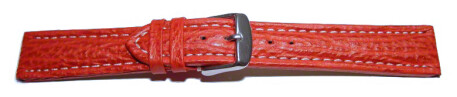 Schnellwechsel Uhrenarmband gepolstert echt Hai rot 22mm Stahl