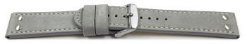 Schnellwechsel Uhrenarmband Wasserbüffel Leder grau  24mm Stahl