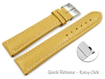 XL Schnellwechsel Uhrenband echtes Leder gepolstert genarbt gelb 20mm Stahl