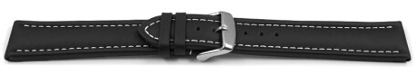 XL Schnellwechsel Uhrenarmband Leder Glatt schwarz 24mm Stahl