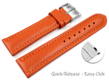 Schnellwechsel Uhrenarmband - echt Leder - glatt - orange 20mm Gold