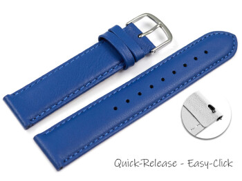 Schnellwechsel Uhrenarmband blau glattes Leder leicht gepolstert 12mm Gold