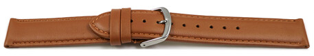 Schnellwechsel Uhrenarmband hellbraun glattes Leder leicht gepolstert 12mm Stahl