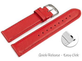 Schnellwechsel Uhrenarmband rot glattes Leder leicht gepolstert 18mm Stahl