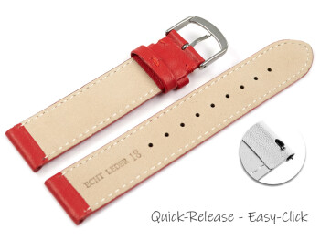 Schnellwechsel Uhrenarmband rot glattes Leder leicht gepolstert 18mm Stahl
